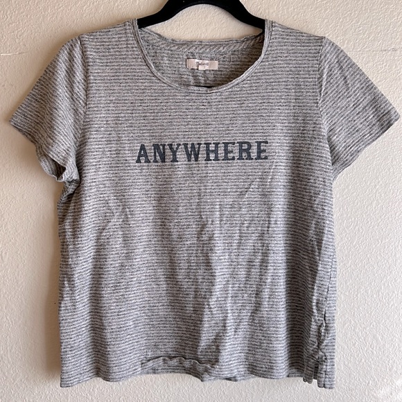 Madewell Hemp/Cotton Blend Striped "Anywhere" Printed Tee Size Medium - Picture 1 of 6